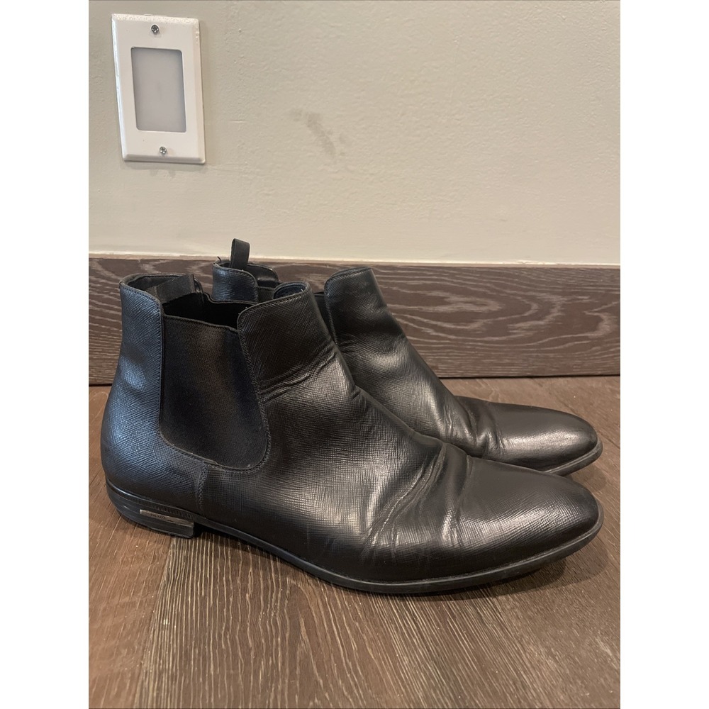Prada Men's Chelsea Boots, Leather, Black